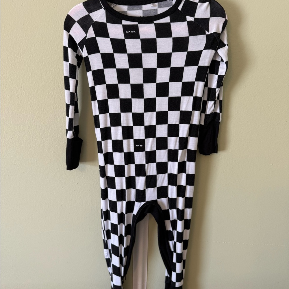 Little Sleepies Black and White Checkered Footie
